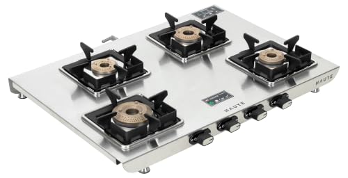Image of Haute Essencia Elite series 4 Burner Manual Gas Stove | 1.2 MM Stainless Steel body 5 year warranty| Door Step service | 2 year product Warranty by Haute Home
