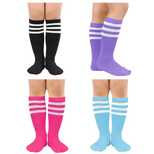 Durio Kids Soccer Socks Toddler Soccer Socks 4-6 Cozy Cotton Youth Baseball Socks Boys Girls Knee High Socks Long Socks