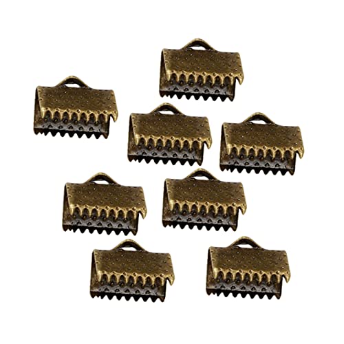 Tofficu Crimp Cord End Cap for Jewelry Making 100pcs Plated Ribbon End Clamps Textured Fastener Clasps for DIY Accessories