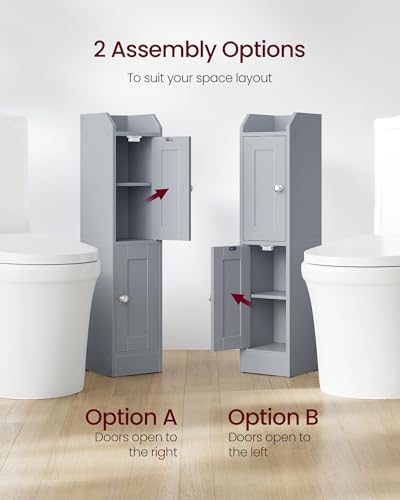 Image of VASAGLE Small Storage Corner Floor Cabinet, 2 Doors, Dove Gray
