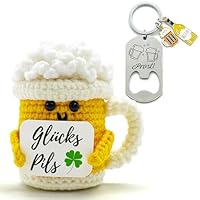 Bier Geschenke für Bierliebhaber Biergeschenke - Positive Potato Kartoffel Serien Gehäkelte Bierchen Glücksbringer Bier Geschenke für Männer Frauen Lustig Oktoberfestbier Wohnzimmer Büro Auto Deko