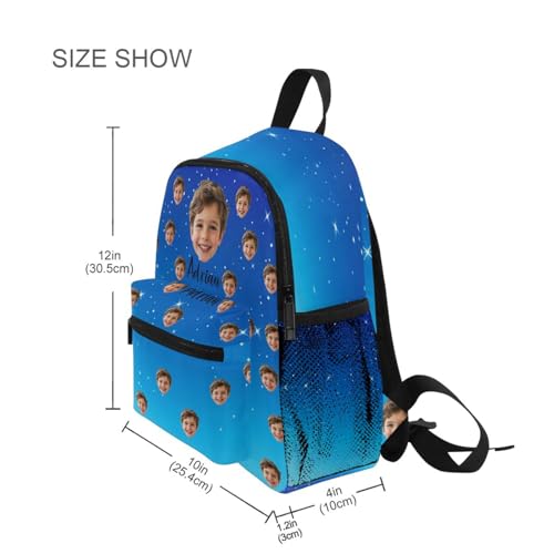 Personalized Toddler Backpack with Name Custom Face Photo Bookbag Preschool Daycare Bag Gift for Kids(Name+Face 12.6 * 10.6 * 4.13 inches)4