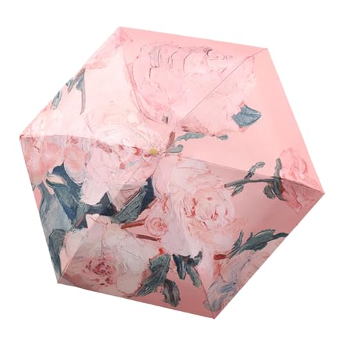 Paraguas de viaje impermeable – Paraguas compacto UV | Parasol ligero con bloqueo UV | Sombrilla portátil ligera para exteriores para sol y lluvia, paraguas plegable de viaje, rosa, Refer to