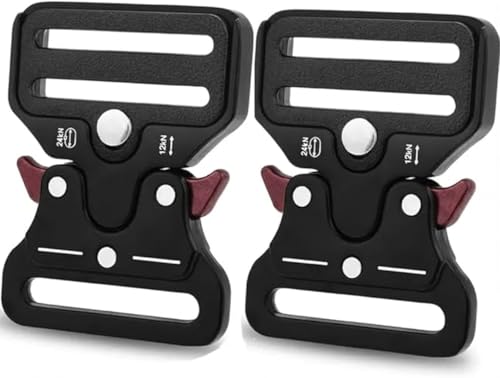 Set de 2 Hebillas Tácticas Militares de Metal Tipo Cobra – Cierre Rápido de Doble Liberación Negro para Cinturón 50 mm, Aleación de Zinc Resistente, Airsoft, Senderismo y Camping
