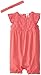 Calvin Klein Baby Girls' Coral Romper with Woven Eyelet Piecing