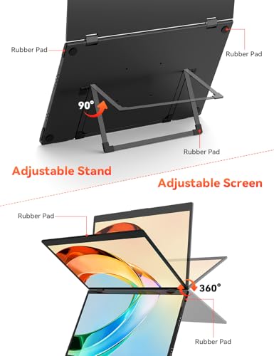 Image of HotYeah Triple Laptop Screen Extender, 15.6 inch 1080P FHD IPS Folding Stacked Portable Dual Monitor, USB C Travel Extended Computer Display w /VESA, 180Rotation, Plug & Play for Laptops (Windows Only)