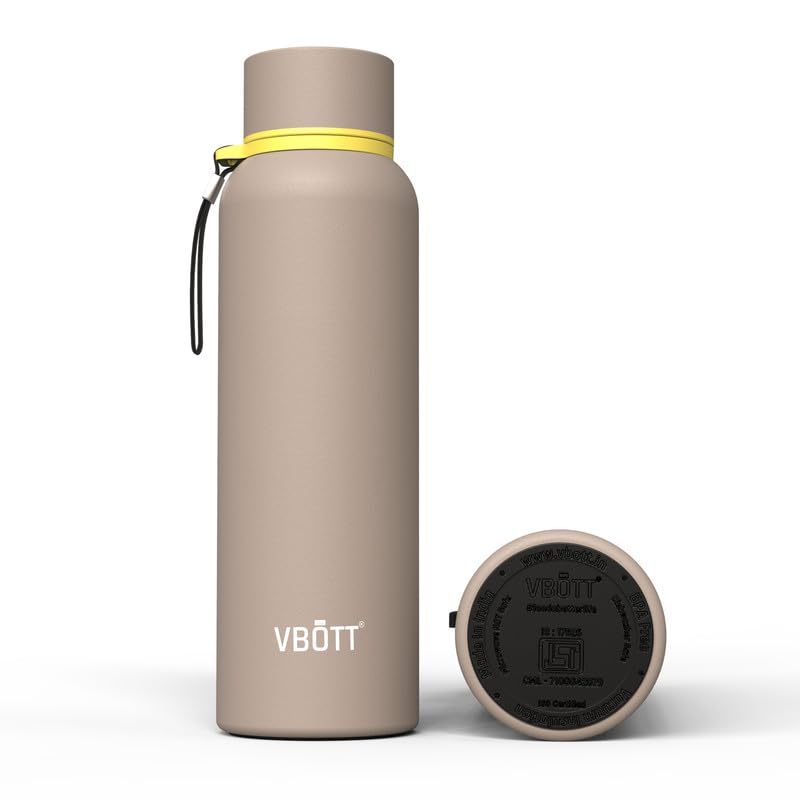 - VBOTT Delta 750-750 ml | Thermosteel Flask | SS 304 Water Bottle | Hot/Cold-18/24 hrs | Insulated Bottles | Beige | Home | Office | Gym | Commute | Travelling