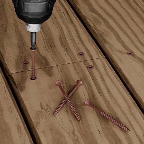Image of Deck Plus 3 Inch Epoxy Coated Exterior Wood and Fence Screws #10 x 3 Torx /Star Drive Included Coarse Thread, Outdoor Rust Resistant Decking Screw, Brown, 5 lb Box, 310 Pieces | 49009 (Pack of 4)