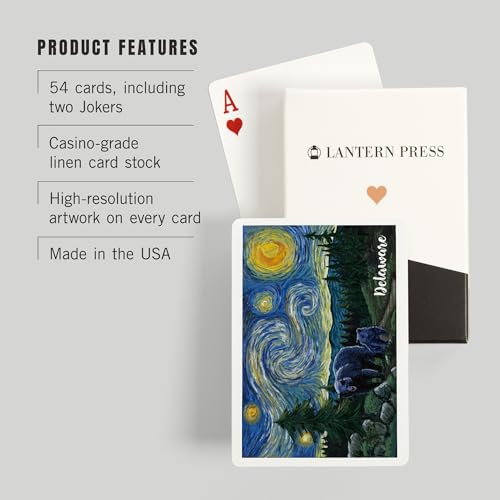 Lantern Press Delaware Starry Night Baraja Póker 52 cartas miniatura 3