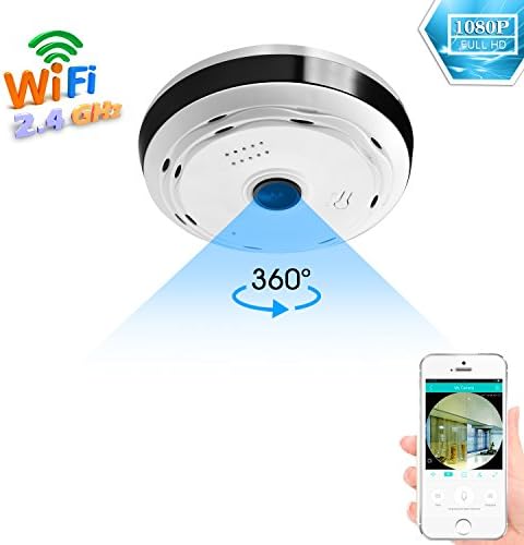 360 Degree Panoramic WiFi Camera HD 1080P Security Camera Baby Monitor Home Camera Pet Monitor Two Way Audio Video Camera Remote Viewing Night Vision Motion Detection Wireless Cameras 2.4GHZ