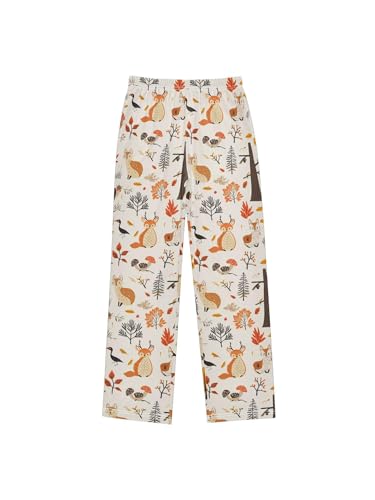 Orange Autumn Forest Animals Boys Pants for Kids Jogger Pants with Pockets S