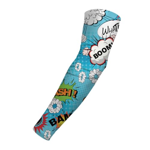 DEHAHA Boom Kids Arm Sleeves Compression Sun Sleeves for Basketball Shooter, Youth XS