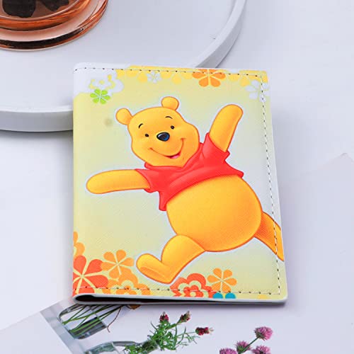 Pooh Leather Passport Holder Cover Cartoon Pooh Piglet Passport Wallet Credit Card Case For Women(Pa-Pooh B) #TOP2