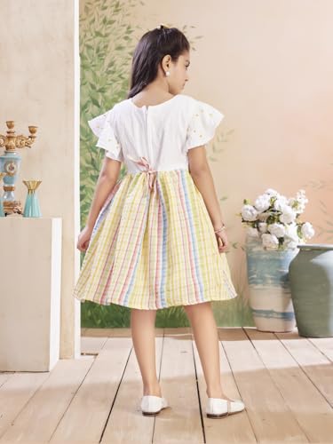 Image of Aarika Girls Green Colour Check Cotton Frock