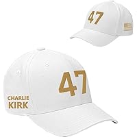 Stand with Charlie Cap, Turning Point USA 47 Hat, Unisex Washed Cotton Baseball Cap White