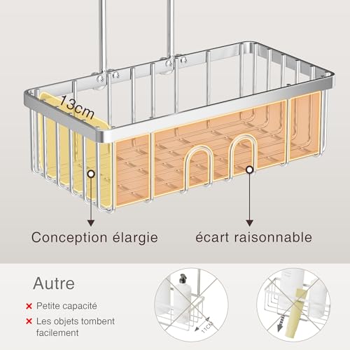 Étagère De Douche Sans Perçage, Panier Suspendu Support Gel Douche SUS304 – vue 4