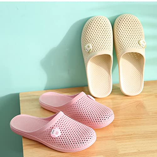 YXCKG Lightweight Slippers, Summer Slippers, Womens Slippers Mute Non-Slip Sandals, Indoor Outdoor Hole Shoes，Garden Shoes Soft Breathable Walking Slippers (Color : Pink, Size : EUR38)3