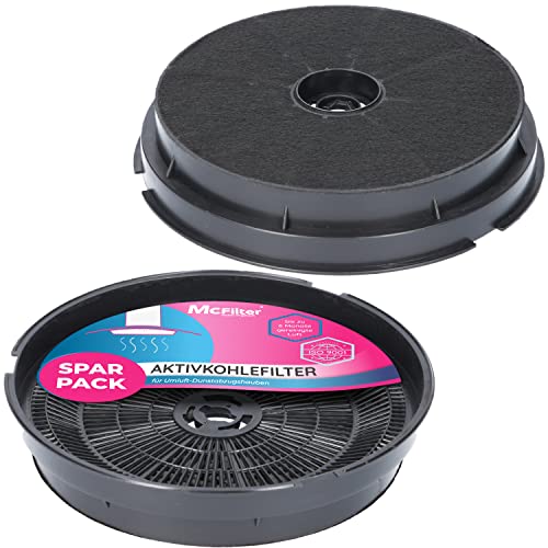 Lot de 2 filtres à charbon actif pour hotte aspirante Diamètre 190 mm Convient pour Refsta K25, Zanker 902979378/4, Tecnowind type H, Whirlpool 484000008647