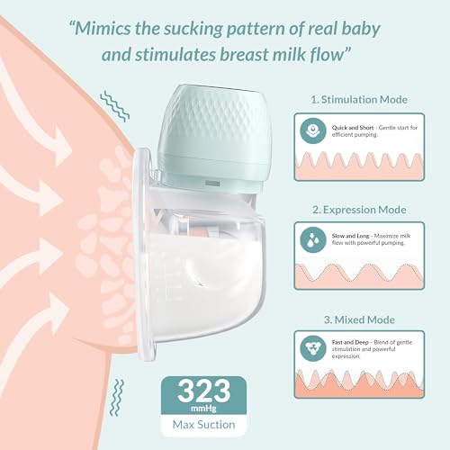 Image of Roboson Wearable Electric Breast Pump For Feeding Mothers, Automatic Electrical Milk Feeding Pumping Machine with 3 Modes & 9 levels, Portable & Compact, Rechargeable with large 1400 mah battery, Digital Touch Screen, Food Grade Milk Cup of 150 ml, BPA Free and Skin Friendly (1 Year Warranty)