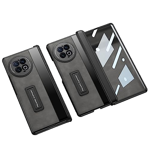COQUE Holster for vivo X Fold 2 Leather Case with Screen Film,Magnetic Folding Hinge All Inclusive,Folding Phone Case for vivo X Fold 2-Grey