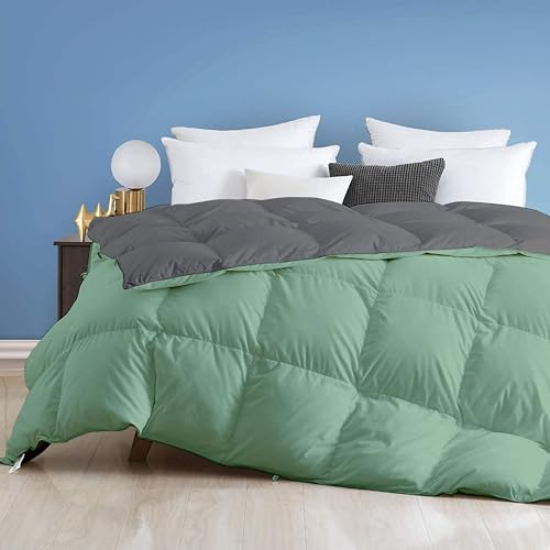 Image of Day Care - 600 GSM Hotel Quality-Down Alternative Reversible Comforter (90 inch x 90 inch Inches /228cm x 228cm) - Comforter Queen Size|Sage /Dark Grey