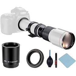 Teleobjetivo Sony A6000 JINTU 500-1000 mm f/8 súper Teleobjetivo con Adaptador de Montaje en T Compatible con Canon EF-EF-S