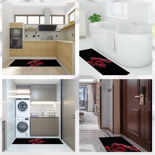 Tapis de cuisine antidérapant haut de gamme motif clé de sol rose grand format