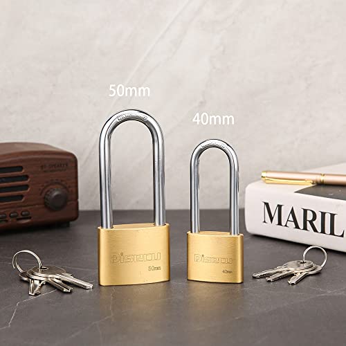 Disecu Solid Brass Keyed Padlock 3.2 Inch Long Shackle Outdoor Waterproof Lock With Keys For Shed, Gate, School Gym Locker, Fence, Toolbox, Hasp Storage (1 Pack) #TOP6