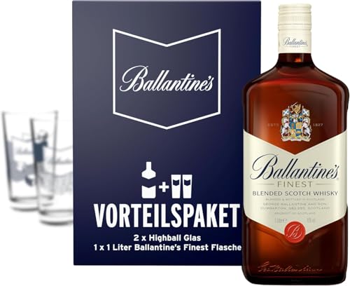 Ballantines Finest Vorteils-Paket, Blended Scotch Whiskey inklusive 2 High-Ball Whiskey-Gläsern,...
