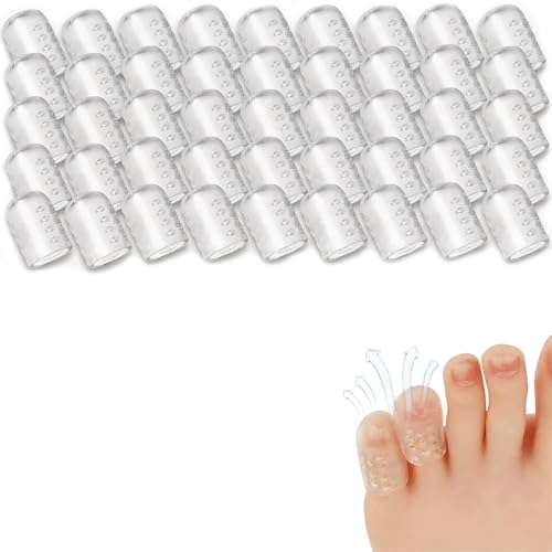 Image of Silicone Toe Protectors for Women Men, Breathable Gel Toe Covers (50PC) | Anti-Friction, Breathable Silicone, for Pinky Toe, Corns, Calluses, Blisters, Cushion Toes, Discreet, Washable Reusable