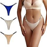 Womens Underwear Rhinestones Panties Zebra - 3 Pk Sexy Bling Thong Bikini T-Back XL