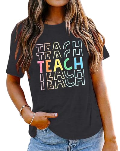 Teacher Shirts for Women Funny Teacher Shirts Vintage Teacher Letter Print Graphic Tshirt Teacher Gifts Top T Shirt2