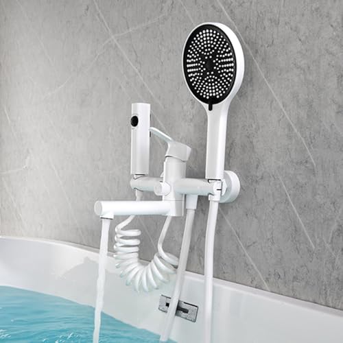 Robinet de baignoire mural en laiton blanc avec mitigeur de douche haut de gamme