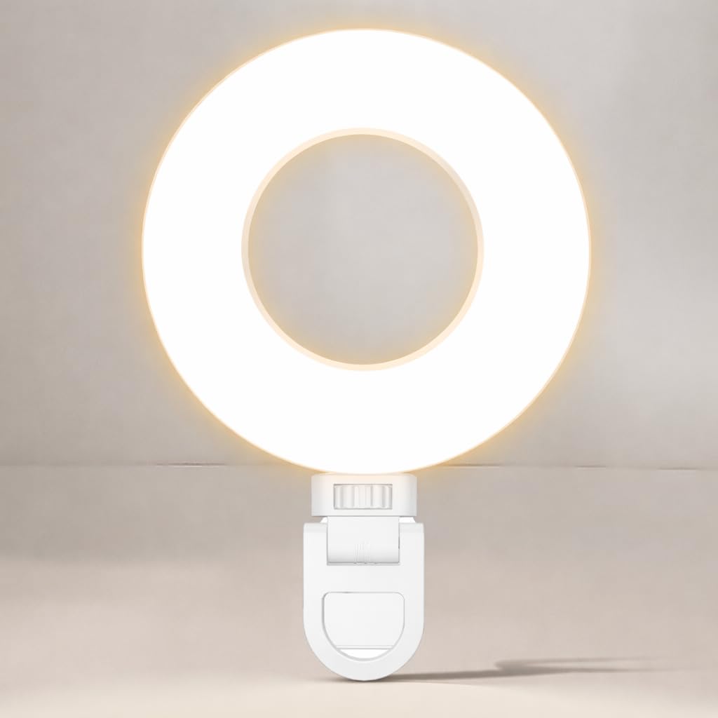 LITTIL Selfie One Pro - Anello luminoso per telefono, iPhone, Android o laptop, 3 modalità di illuminazione regolabili, batterie ricaricabili, clip rimovibile, perfetta per bellezza, influencer