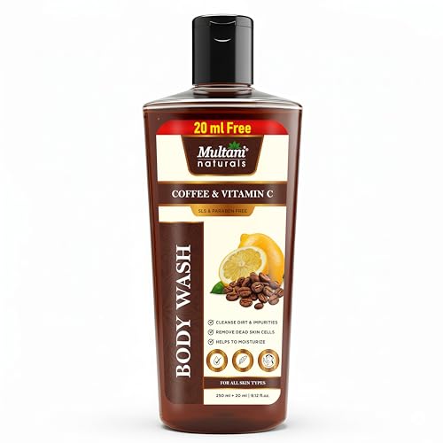 Image of Multani Naturals Coffee & Vitamin C Body Wash I Ayurvedic Body Wash for Men & Women - its Unisex I Herbal Body Cleanser for Skin Brightening, Reduce Skin Puffiness & Improves Skin Elasticity I Paraben Free I Sulphate Free I Kind to All Skin | Types I (270ml)