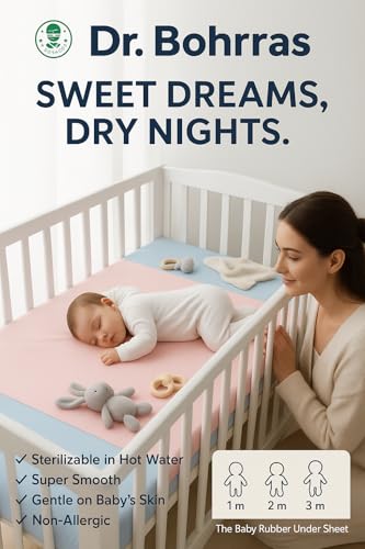 Dr. BOHRRAS Baby Super Soft Solid Rubber Sheet 200 TC Double Colour Blue Pink Sterilizable Non Allergic (90X100 Cm (1Mtr)), Full - Image 4 thumbnail