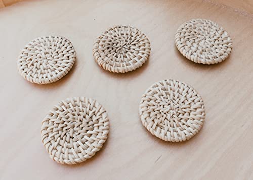 Siennafox Rattan Fridge Magnet Large Ceramic 1.18In Magnets Boho Home Decor Office Decoration Whiteboard Decorative Kitchen Locker Magnetic Aesthetic (Ivory Set Of 5 ) #TOP4