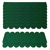 KLINNA 32 Stück Dachpappe für Vogelhaus Selbstklebend - Wasserdicht Mini Dachschindeln für Vogelhaus Nistkasten Hasenstall Insektenhotel - Nistkastendach Zubehör Kaninchenstall Hundehütte (Grün)