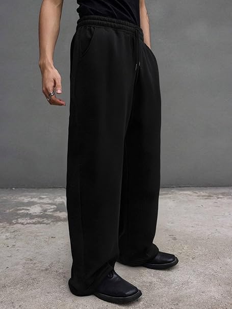 Image of Men's Premium Fleece Sweatpants, Soft Lightweight Lounge Pants with Elastic Drawstring Waist, Casual Athletic Straight-Leg Pants,