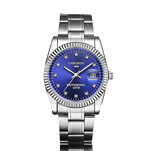 Preisvergleich Produktbild Gmore Herren Analog Automatic Uhr mit Edelstahl Armband (Blau)