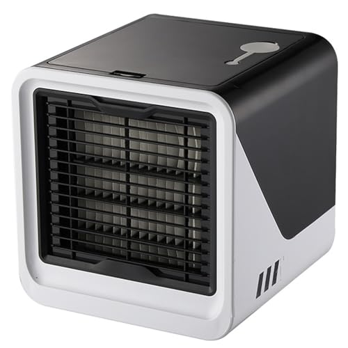 YHUEGH Air acondicionador portátil Pequeño Enfriador de Aire Personal, 3 en 1 Humidificador de Aire de Aire evaporativo Compacto, 3 Ventilador de Aire Acondicionado de Escritorio de Velocidad del