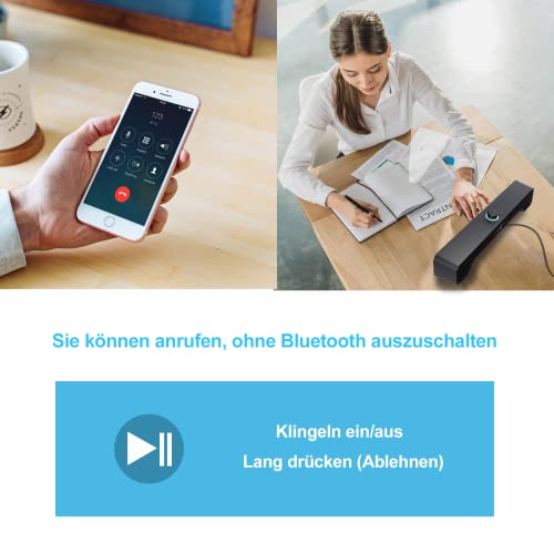 ENUOSUMA PC Lautsprecher, Bluetooth PC Soundbar mit FM Radio, 10W USB Computer Gaming Lautsprecher mit Hi-Fi Sound, PC Speaker Unterstützt AUX/TF Card/U Disk für PC, Desktop, Outdoor (Rechargeable) – Bild 6