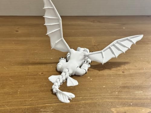Image of Flexible Toothless Dragon 3D Printed Light Fury Toys | Comaptible with How to Train Your Dragon Toys, Dragon Action Figure, Mini Figures, Dragon Toy for Fans & Collectors (White)