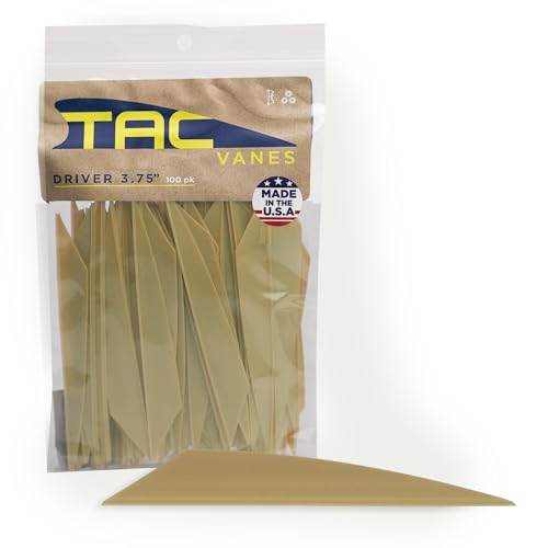 TAC Vanes Driver Hybrid Vanes, Archery & Bow Hunting, 100 Pack, 3.75" Tan
