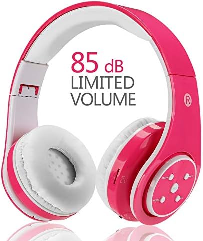 Kids Headphones Bluetooth Wireless,VOTONES Over Ear Wireless/Wired Headphones for Boys Girls 85db Volume Limited Foldable Childrens Headset, Stereo Sound,Compatible with PC/Tablets/Smartphones (Pink)