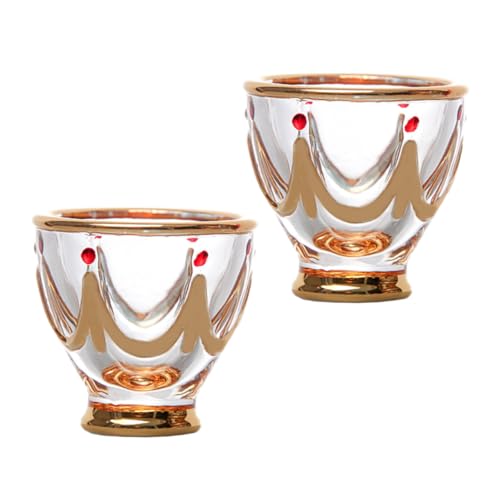 GLEAVI 2piezas Cáliz De Vino Copas Pequeñas Cristal Decorado Vintage Para Copas De Vino y Whisky