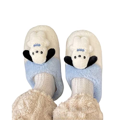 SHUIZONG Winter Slippers Women Pure Cotton Home Slippers Women'S Korean Version Cute Plush Flat Shoes Plush Slippers Women'S Cartoon Indoor Shoes-B,Size 36Or37