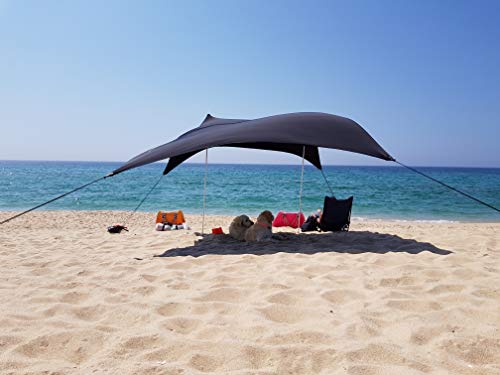 Image of Neso Portable Beach Tent Sun Shelter with Sand Anchor - Lightweight Beach Shade Canopy - Easy Setup for Family Outings - Patented Reinforced Corners - UPF 50+ Sun Protection - 7 x 7ft - Black