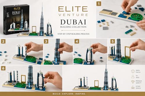 Image of Dubai Skyline Building Blocks Set, Burj Khalifa Model Kit 3000+ Pieces, Architecture Mini Bricks City Collection, Creative Construction Toy for Adults & Kids 12+, Premium Gift Toy Set
