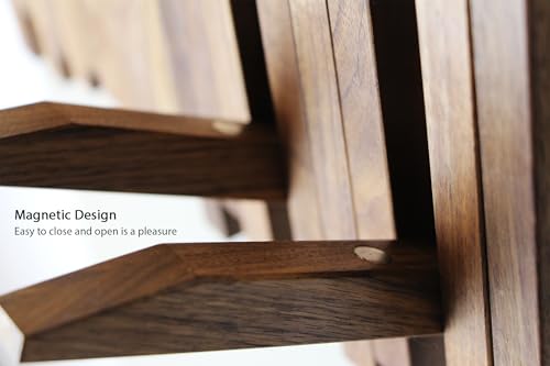 Image of Natural Wood Wall Mounted Piano Coat Rack| Coat Rack Wall Mount| Flip Down Wall Hook Rack 5 Hooks| Entryway Wall Storage with Hooks,Made of Black Walnut.Wall Art